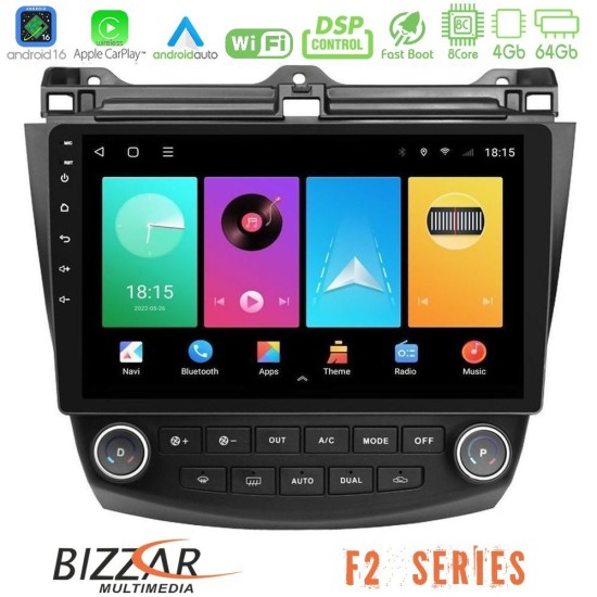 Bizzar F2 Series 8Core Android16 4+64GB  Honda Accord 2002-2008 Navigation Multimedia Tablet 10"