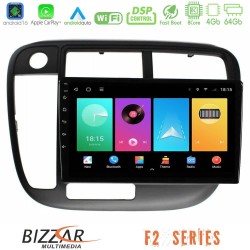 Bizzar F2 Series 8Core Android16 4+64GB Honda Civic 1995-2001 Navigation Multimedia Tablet 9"