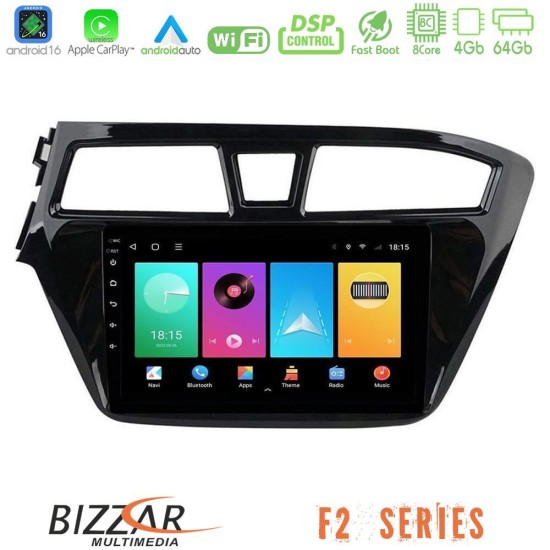 Bizzar F2 Series 8Core Android16 4+64GB  Hyundai i20 2014-2018 Navigation Multimedia Tablet 9"
