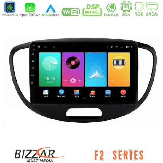 Bizzar F2 Series 8Core Android16 4+64GB  Hyundai i10 2008-2014 Navigation Multimedia Tablet 9"