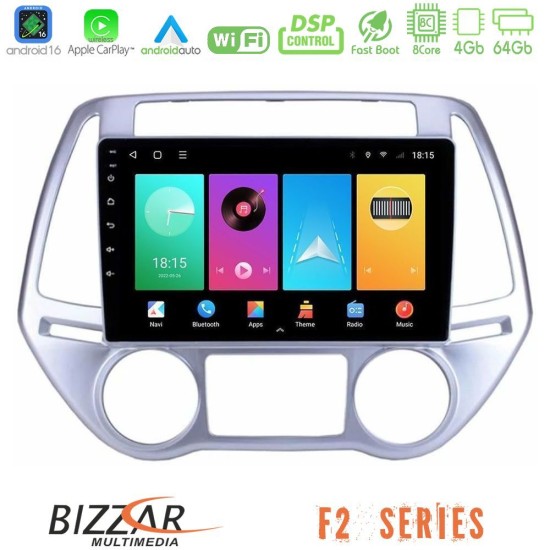 Bizzar F2 Series 8Core Android16 4+64GB  Hyundai i20 2012-2014 Navigation Multimedia Tablet 9"