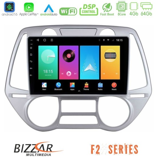 Bizzar F2 Series 8Core Android16 4+64GB  Hyundai i20 2009-2012 Auto A/C Navigation Multimedia Tablet 9"