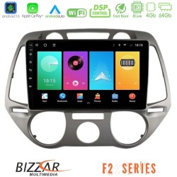 Bizzar F2 Series 8Core Android16 4+64GB  Hyundai i20 2009-2012 Manual A/C Navigation Multimedia Tablet 9"
