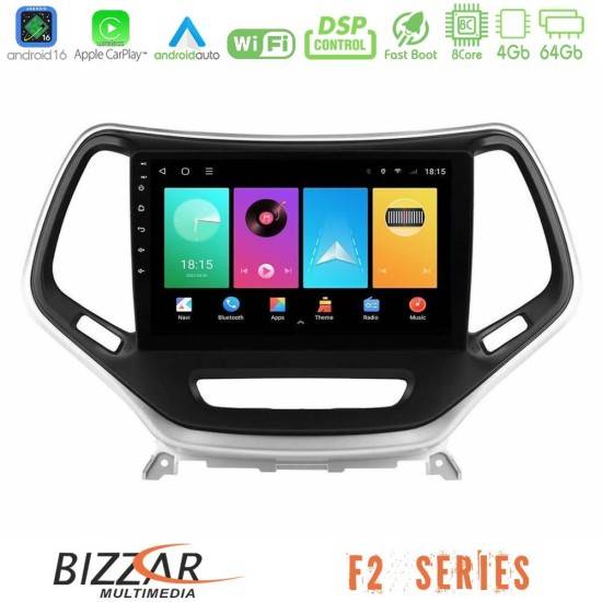 Bizzar F2 Series 8Core Android16 4+64GB  Jeep Cherokee 2014-2019 Navigation Multimedia Tablet 9" (Ασημί Χρώμα)