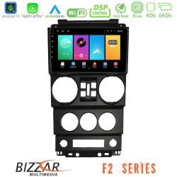 Bizzar F2 Series 8Core Android16 4+64GB  Jeep Wrangler 2008-2010 Navigation Multimedia Tablet 9"