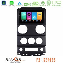 Bizzar F2 Series 8Core Android16 4+64GB  Jeep Wrangler 2Door 2008-2010 Navigation Multimedia Tablet 9"