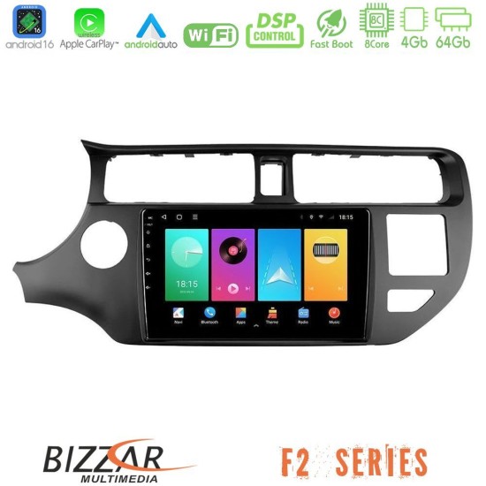 Bizzar F2 Series 8Core Android16 4+64GB  Kia Rio 2011-2015 Navigation Multimedia Tablet 9"