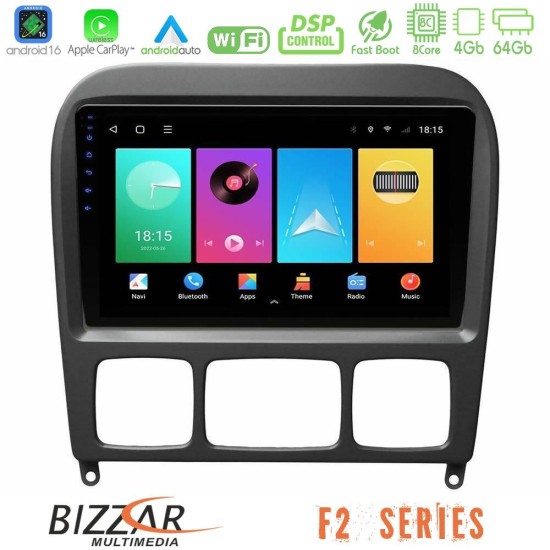 Bizzar F2 Series 8Core Android16 4+64GB  Mercedes S Class 1999-2004 (W220) Navigation Multimedia Tablet 9"