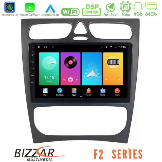 Bizzar F2 Series 8Core Android16 4+64GB  Mercedes C Class (W203) Navigation Multimedia Tablet 9"