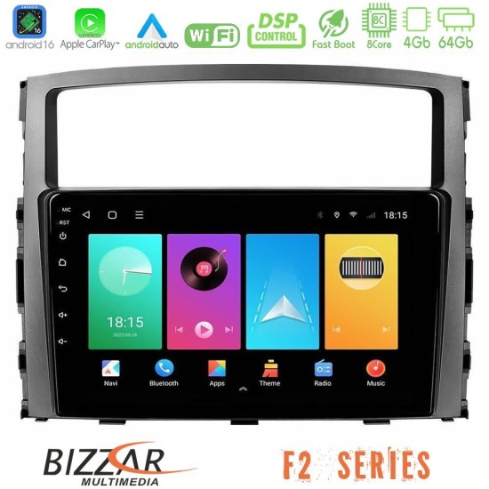Bizzar F2 Series 8Core Android16 4+64GB  Mitsubishi Pajero 2008-2009 Navigation Multimedia Tablet 9"