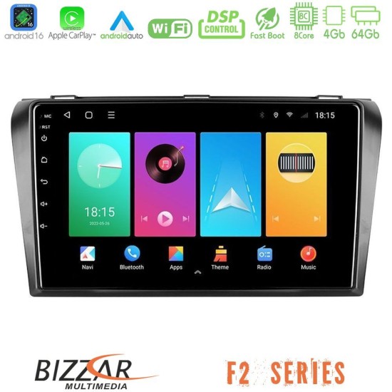 Bizzar F2 Series 8Core Android16 4+64GB  Mazda 3 2004-2009 Navigation Multimedia Tablet 9"