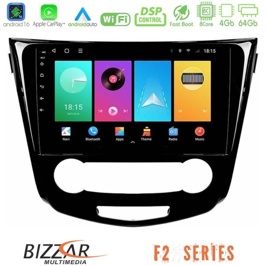 Bizzar F2 Series 8Core Android16 4+64GB  Nissan Qashqai J11 (Manual A/C) Navigation Multimedia Tablet 10"
