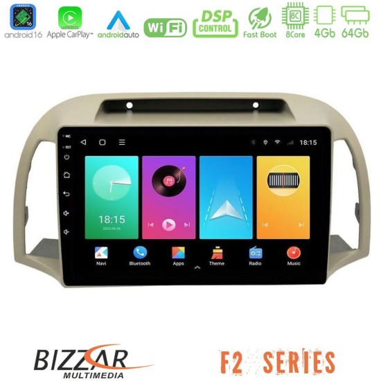 Bizzar F2 Series 8Core Android16 4+64GB  Nissan Micra K12 2002-2010 Navigation Multimedia Tablet 9"