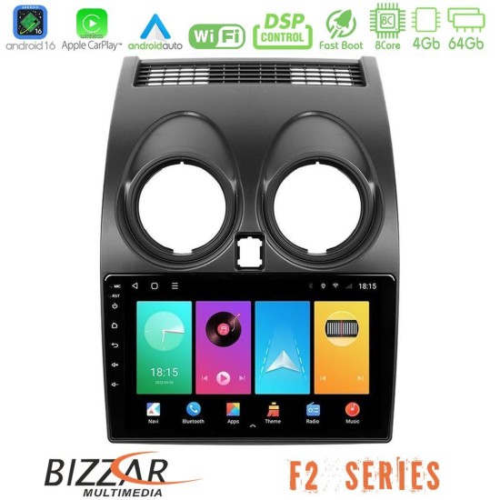 Bizzar F2 Series 8Core Android16 4+64GB  Nissan Qashqai J10 Navigation Multimedia Tablet 9"