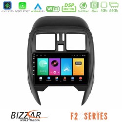 Bizzar F2 Series 8Core Android16 4+64GB  Nissan Micra 2013-2016 Navigation Multimedia Tablet 9"