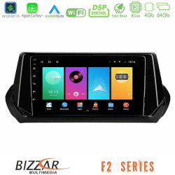 Bizzar F2 Series 8Core Android16 4+64GB  Peugeot 208 2019-2023 Navigation Multimedia Tablet 9"