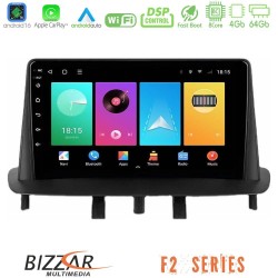 Bizzar F2 Series 8Core Android16 4+64GB  Renault Megane 3 2009-2013 Navigation Multimedia Tablet 9"