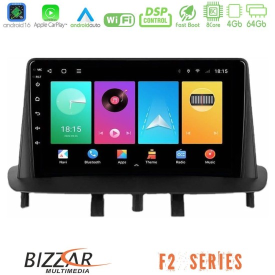 Bizzar F2 Series 8Core Android16 4+64GB  Renault Megane 3 2009-2013 Navigation Multimedia Tablet 9"