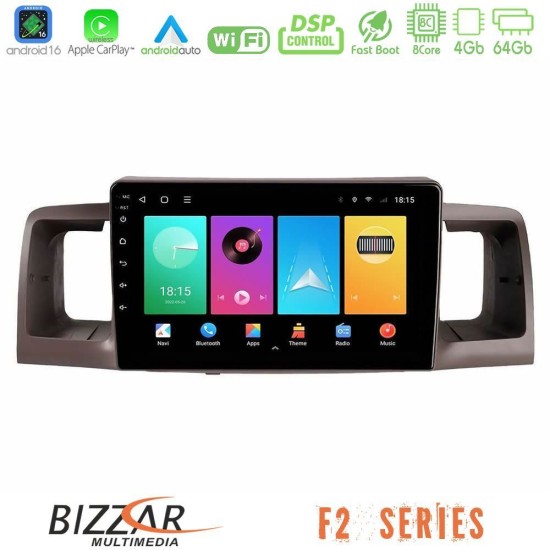 Bizzar F2 Series 8Core Android16 4+64GB Toyota Corolla 2002-2006 Navigation Multimedia Tablet 9" Bizzar F2 Series 8Core Android16 4+64GB Toyota Corolla 2002-2006 Navigation Multimedia Tablet 9"
