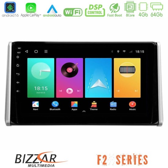 Bizzar F2 Series 8Core Android16 4+64GB  Toyota RAV4 2019-2023 Navigation Multimedia Tablet 10"