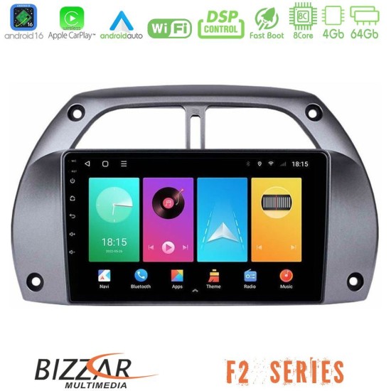 Bizzar F2 Series 8Core Android16 4+64GB  Toyota RAV4 2001 - 2006 Navigation Multimedia Tablet 9"