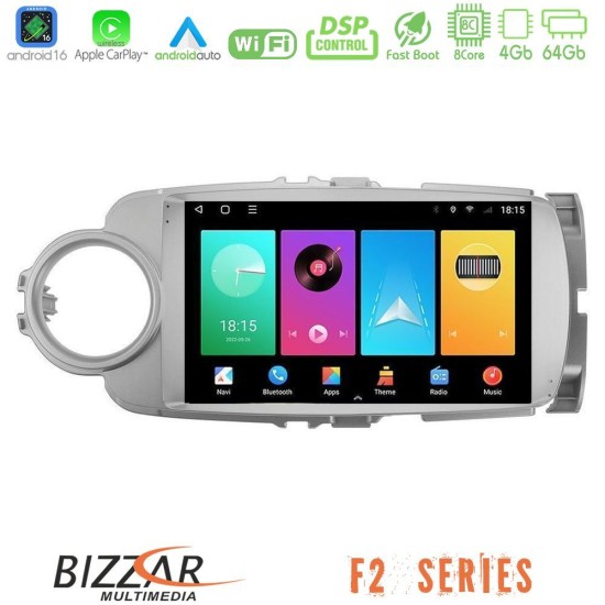 Bizzar F2 Series 8Core Android16 4+64GB  Toyota Yaris Navigation Multimedia Tablet 9"