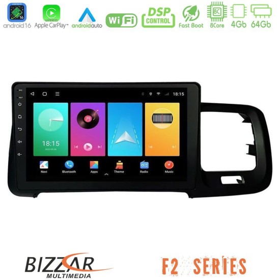 Bizzar F2 Series 8Core Android16 4+64GB  Volvo S60 2010-2018 Navigation Multimedia Tablet 9"