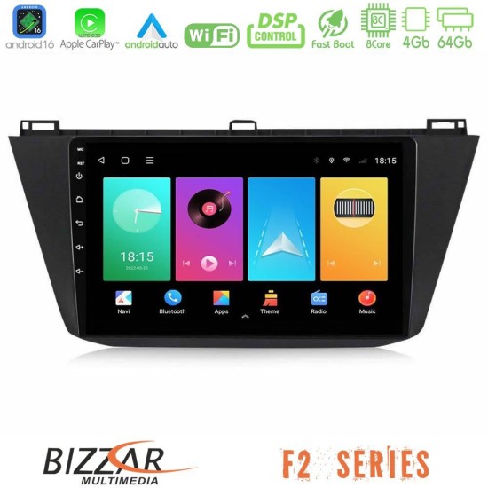 Bizzar F2 Series 8Core Android16 4+64GB  Vw Tiguan 2016-2022 Navigation Multimedia Tablet 10"
