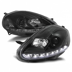 Μπροστινά Φανάρια Set Για Fiat Grande Punto 05-08 DRL Μαύρα H1/H1 Με Μοτέρ Sonar