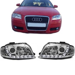 Μπροστινά Φανάρια Set Για Audi A3 8P 03-08 DRL Χρωμίου H7/H1 Sonar Μπροστινά Φανάρια Set Για Audi A3 8P 03-08 DRL Χρωμίου H7/H1 Sonar