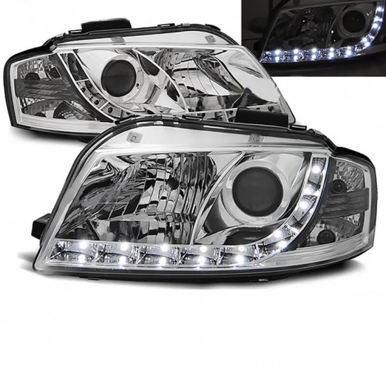 Μπροστινά Φανάρια Set Για Audi A3 8P 03-08 DRL Χρωμίου H7/H1 Sonar