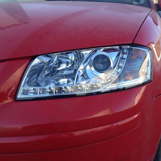 Μπροστινά Φανάρια Set Για Audi A3 8P 03-08 DRL Χρωμίου H7/H1 Sonar