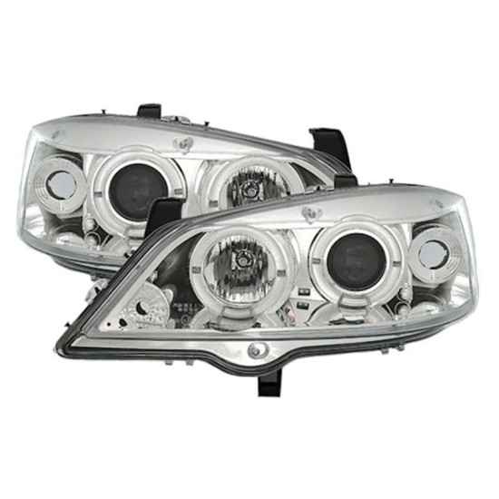 Μπροστινά Φανάρια Set Για Opel Astra G 98-04 Angel Eyes Χρωμίου H1/H1 Sonar