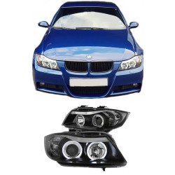 Μπροστινά Φανάρια Set Για Bmw 3 E90 / E91 05-08 Angel Eyes Μαύρα H7/H1 Sonar