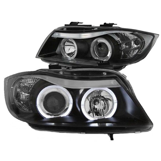 Μπροστινά Φανάρια Set Για Bmw 3 E90 / E91 05-08 Angel Eyes Μαύρα H7/H1 Sonar
