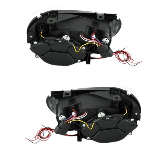 Μπροστινά Φανάρια Set Για Vw Golf IV (4) 97-03 Angel Eyes & Led Μαύρα H1/H1/H1 Sonar