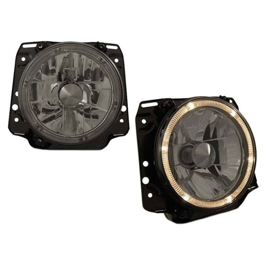 Μπροστινά Φανάρια Set Για Vw Golf II (2) 83-93 Angel Eyes Μαύρο/Χρώμιο H4 Manual Depo