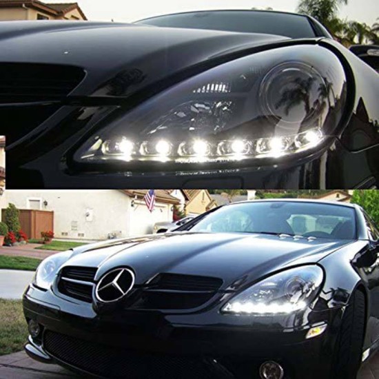 Μπροστινά Φανάρια Set Για Mercedes-Benz SLK R171 04-11 DRL Μαύρα H7/H1 Με Μοτέρ Sonar