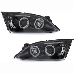 Μπροστινά Φανάρια Set Για Ford Mondeo 00-07 Angel Eyes & Led Μαύρα H1/H1 With Motor JunYan Μπροστινά Φανάρια Set Για Ford Mondeo 00-07 Angel Eyes & Led Μαύρα H1/H1 With Motor JunYan