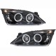Μπροστινά Φανάρια Set Για Ford Mondeo 00-07 Angel Eyes & Led Μαύρα H1/H1 With Motor JunYan