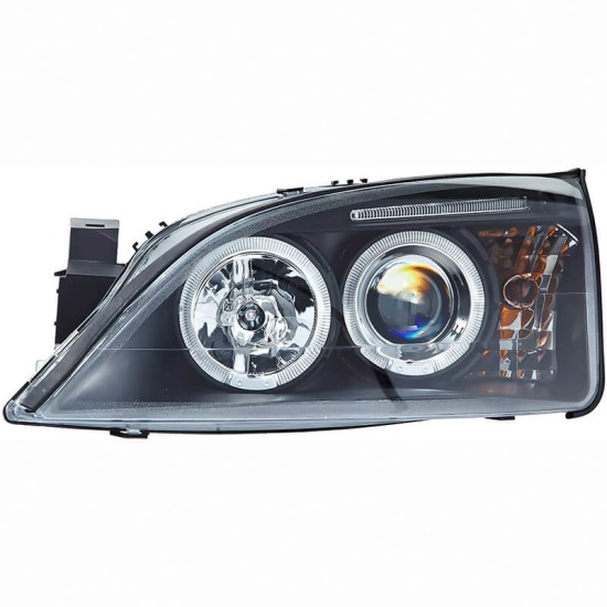 Μπροστινά Φανάρια Set Για Ford Mondeo 00-07 Angel Eyes & Led Μαύρα H1/H1 With Motor JunYan