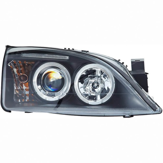 Μπροστινά Φανάρια Set Για Ford Mondeo 00-07 Angel Eyes & Led Μαύρα H1/H1 With Motor JunYan