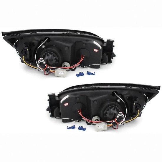 Μπροστινά Φανάρια Set Για Ford Mondeo 00-07 Angel Eyes & Led Μαύρα H1/H1 With Motor JunYan