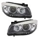 Μπροστινά Φανάρια Set Για Bmw X1 E84 09-12 Led Angel Eyes Μαύρα H7/H7 Με Μοτέρ Depo