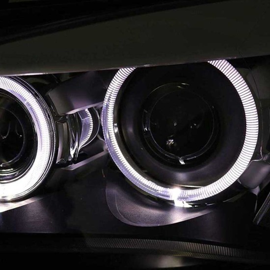 Μπροστινά Φανάρια Set Για Bmw X1 E84 09-12 Led Angel Eyes Μαύρα H7/H7 Με Μοτέρ Depo