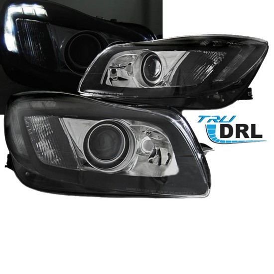 Μπροστινά Φανάρια Set Για Opel Insignia 08-12 TRU DRL Μαύρα H7 Με Μοτέρ Depo