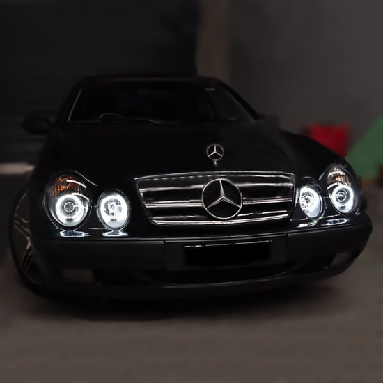 Μπροστινά Φανάρια Set Για Mercedes-Benz CLK W208 97-02 ccfl Angel Eyes Μαύρα H7/H1 Με Ρύθμιση Αέρος Sonar
