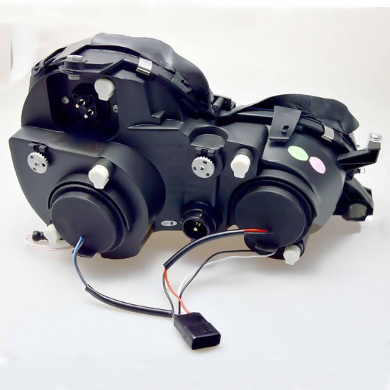 Μπροστινά Φανάρια Set Για Mercedes-Benz CLK W208 97-02 ccfl Angel Eyes Μαύρα H7/H1 Με Ρύθμιση Αέρος Sonar