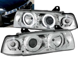 Μπροστινά Φανάρια Set Για Bmw 3 E36 90-99 Coupe / Cabrio Angel Eyes & Led Χρωμίου H1/H1 Sonar Μπροστινά Φανάρια Set Για Bmw 3 E36 90-99 Coupe / Cabrio Angel Eyes & Led Χρωμίου H1/H1 Sonar