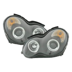Μπροστινά Φανάρια Set Για Mercedes-Benz C-Class W203 00-07 Projectors Μαύρα H1/H1 Με Ρυθμιστή Αέρος Sonar